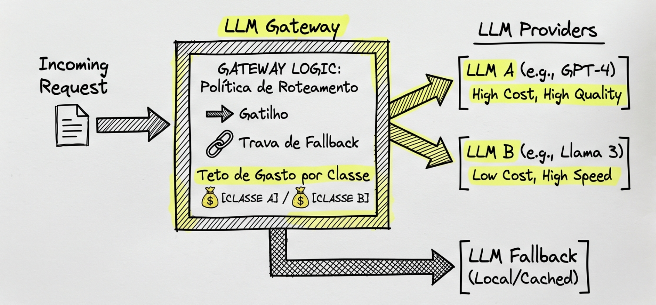 LLM gateway, não só API gateway: a política que decide quem atende cada request