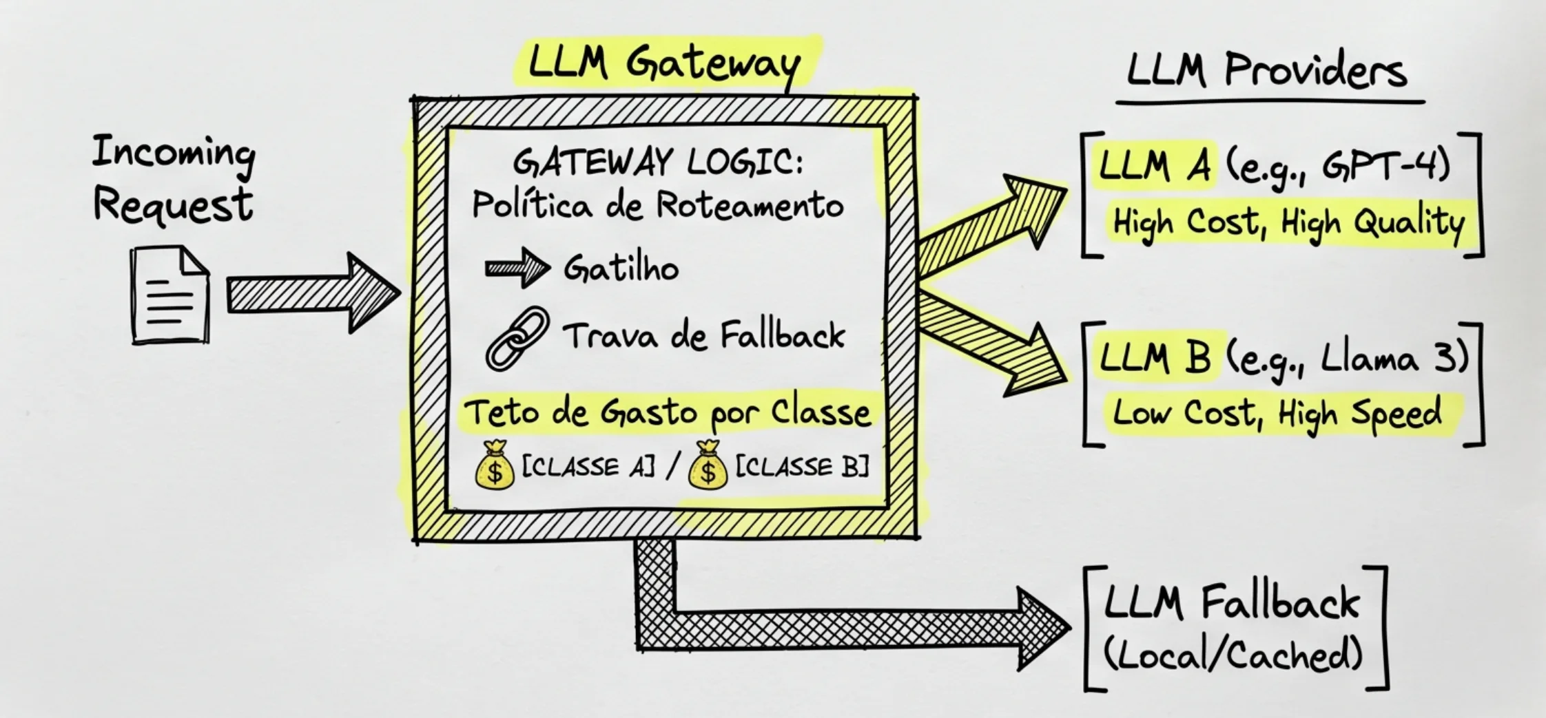 LLM gateway, não só API gateway: a política que decide quem atende cada request